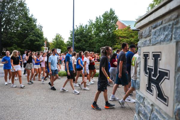 students walking on UK's campus